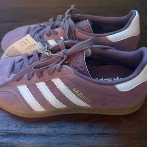 Adidas Gazelle Mauve and White Sneakers